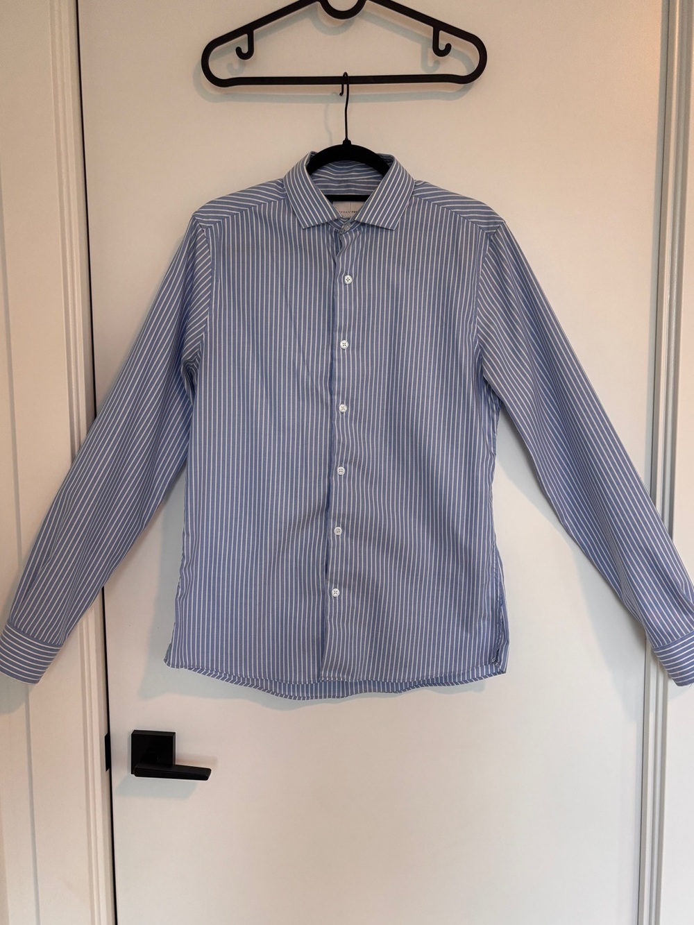 Topman Blue and White Vertical Stripe Dress Shirt
